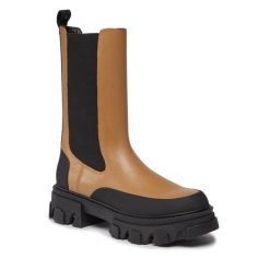 Botki DKNY. Brązowe botki DKNY, bez wzorów, bez obcasa, na płaskiej podeszwie, bez zapięcia. Za 1,389.00 zł.