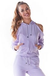 Krótka Bluza z Rozcięciami na Ramionach - Purpurowa. Fioletowe bluzy Infinite You, l, bez wzorów, z bawełny, bez kaptura. Za 167.90 zł.