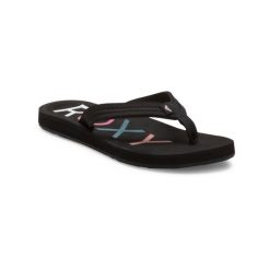 Klapki plażowe dla Kobiety VISTA Czarny. Czarne klapki Roxy, bez wzorów, z materiału, bez obcasa. W wyprzedaży za 71.99 zł.