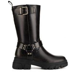 Botki MEXX. Czarne botki Mexx, bez wzorów, bez obcasa, na płaskiej podeszwie, bez zapięcia. Za 279.99 zł.