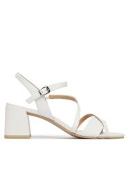 Caprice Sandały 9-28302-46 Biały. Białe sandały Caprice, bez wzorów, ze skóry, bez obcasa, na słupku, bez zapięcia. Za 275.99 zł.