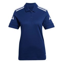 Koszulka polo bawełniana damska adidas Squadra25. Białe koszulki polo Adidas, l, bez wzorów, z bawełny, bez kołnierzyka, bez ramiączek. Za 147.30 zł.