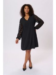 KAFFE curve Sukienka "Milli" w kolorze czarnym rozmiar: 48. Czarne sukienki KAFFE curve, na co dzień, bez wzorów, z koronki, bez kołnierzyka, bez ramiączek, midi, proste. Za 130.99 zł.