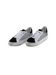 Anna Morellini Skórzane sneakersy "Gisara" w kolorze srebrno-biało-czarnym rozmiar: 40. Białe trampki Anna Morellini, bez wzorów, bez zapięcia. Za 352.21 zł.