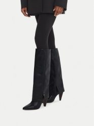MEXX Kozaki EO-MI001804463W Czarny. Czarne kozaki Mexx, ze skóry, bez obcasa, na słupku, bez zapięcia. Za 429.99 zł.