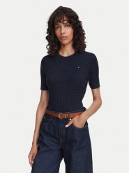Tommy Hilfiger Sweter WW0WW41787 Granatowy Regular Fit. Niebieskie swetry TOMMY HILFIGER, xl, bez wzorów, z bawełny, bez ramiączek. Za 489.99 zł.