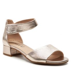 Sandały Caprice. Żółte sandały Caprice, bez wzorów, bez obcasa, na płaskiej podeszwie, bez zapięcia. Za 209.99 zł.