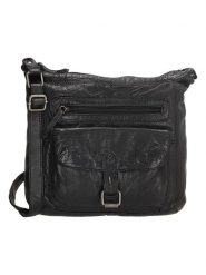 HIDE & STITCHES Skórzana torebka w kolorze czarnym - 27 x 27 x 8 cm rozmiar: onesize. Czarne torby na ramię HIDE & STITCHES, bez wzorów, z materiału, na ramię, bez dodatków. Za 319.95 zł.