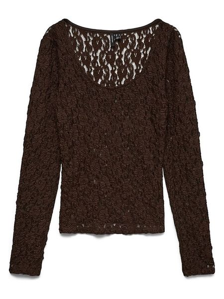 Vero Moda Bluzka w kolorze brązowym rozmiar: M. Brązowe bluzki Vero Moda, m, bez wzorów, z koronki, bez kołnierzyka, bez ramiączek. Za 99.95 zł.