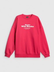 4F Bluza dresowa oversize bez kaptura damska - różowa S. Czerwone bluzy 4f, s, bez wzorów, z dresówki, bez kaptura. Za 159.99 zł.