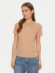 Calvin Klein Jeans T-Shirt J20J225084 Beżowy Regular Fit. Brązowe t-shirty Calvin Klein Jeans, xs, bez wzorów, z bawełny, bez kołnierzyka, bez ramiączek. Za 109.99 zł.