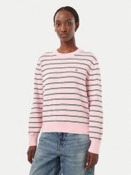 Tommy Jeans Sweter Essential DW0DW23360 Różowy Regular Fit. Czerwone swetry Tommy Jeans, m, bez wzorów, z bawełny, bez ramiączek. Za 369.99 zł.