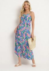 Granatowa Kwiecista Sukienka z Wiskozy na Regulowanych Ramiączkach z Gumką w Talii Levalia. Niebieskie sukienki Born2be, na spotkanie biznesowe, na lato, m, bez wzorów, z wiskozy, bez kołnierzyka, bez ramiączek. Za 79.99 zł.