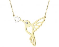 Naszyjnik z żółtego złota z brylantem - koliber, serce - 0,01 ct - próba 375. Żółte naszyjniki Apart, z brylantem, złote. Za 1,429.00 zł.