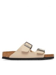 Birkenstock Klapki Arizona 1031501 Beżowy. Brązowe klapki Birkenstock, bez wzorów, z syntetyku, bez obcasa. Za 399.99 zł.