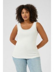 KAFFE curve Top w kolorze białym rozmiar: XL. Białe topy KAFFE curve, xl, bez wzorów, z koronki, bez kołnierzyka, bez ramiączek. Za 86.99 zł.