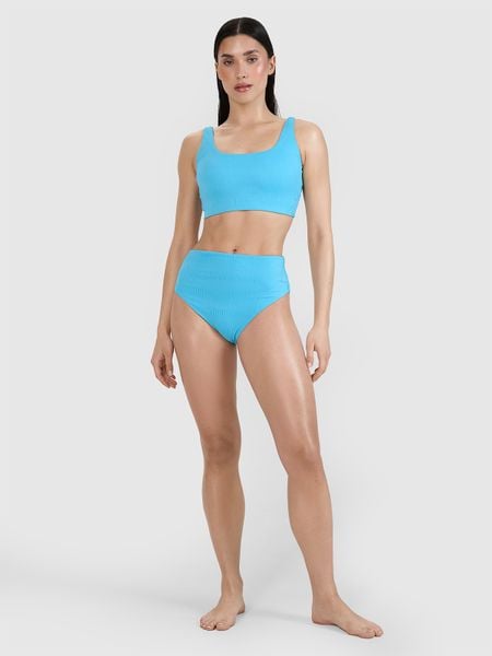 4F Dół od bikini damski - turkusowy L. Niebieskie szorty 4f, bez wzorów, z elastanu, klasyczne, z podwyższonym stanem. Za 59.99 zł.