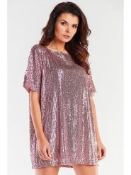 Awama Sukienka w kolorze jasnoróżowym rozmiar: onesize. Różowe sukienki Awama, bez wzorów, bez kołnierzyka, bez ramiączek, mini. Za 194.99 zł.