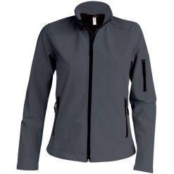 Kurtka damska Kariban Softshell. Szare kurtki sportowe KARIBAN, bez wzorów, z softshellu, bez kaptura. Za 205.00 zł.