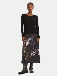 Desigual Sukienka codzienna Kala 25WWVK25 Czarny Slim Fit. Czarne sukienki Desigual, na co dzień, xl, bez wzorów, z syntetyku, bez kołnierzyka, bez ramiączek, proste. Za 699.99 zł.