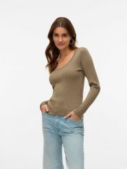 ONLY Koszulka w kolorze szarobrązowym rozmiar: XL. Brązowe bluzki Only, xl, bez wzorów, bez kołnierzyka, bez ramiączek. Za 92.42 zł.