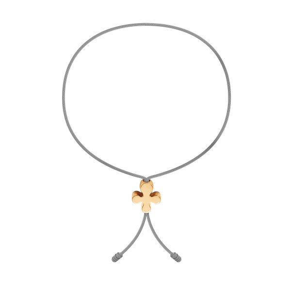 Bransoletka z Clover Lock ze złota próby 585 na cienkim jasnoszarym sznurku. Żółte bransoletki Lilou, złote. Za 879.00 zł.