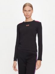 EA7 Emporio Armani Bluzka 6DTT16 TJLOZ 1200 Czarny Regular Fit. Czarne bluzki EA7 Emporio Armani, xl, bez wzorów, z bawełny, bez kołnierzyka, bez ramiączek. Za 179.99 zł.