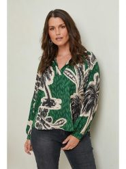Curvy Lady Bluzka w kolorze zielono-beżowym rozmiar: 44/46. Zielone bluzki Curvy Lady, bez wzorów, klasyczne, bez kołnierzyka, bez ramiączek. Za 79.59 zł.