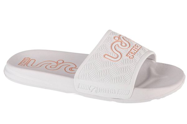 Klapki na basen damskie, S.Land Lady 24 SLALS. Białe klapki Joma, bez wzorów, z materiału, bez obcasa. Za 39.99 zł.