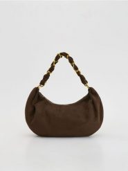 Torebka na ramię - ciemnobrązowy. Brązowe torby na ramię Reserved, bez wzorów, z tkaniny, na ramię, bez dodatków. Za 149.99 zł.
