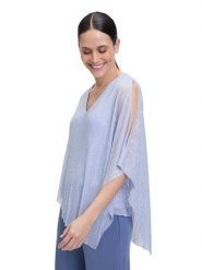 Vera Mont Bluzka w kolorze błękitnym rozmiar: 44. Niebieskie bluzki Vera Mont, bez wzorów, z asymetrycznym kołnierzem, bez ramiączek. Za 167.28 zł.