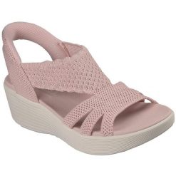 Sandały damskie Skechers Parallel Lite Summer Invite. Czerwone sandały Skechers, bez wzorów, z materiału, bez obcasa, bez zapięcia. Za 490.00 zł.