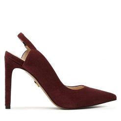 Sandały Baldowski. Czerwone sandały Baldowski, bez wzorów, bez obcasa, na szpilce, bez zapięcia. Za 499.99 zł.