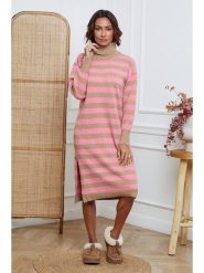 Joséfine Sukienka dzianinowa "Javot" w kolorze jasnoróżowo-beżowym rozmiar: L. Różowe sukienki Joséfine, na co dzień, l, bez wzorów, z dzianiny, bez kołnierzyka, bez ramiączek, midi, proste. Za 165.99 zł.