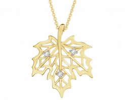Naszyjnik z żółtego złota z brylantami - liść - 0,03 ct - próba 585. Żółte naszyjniki Apart, z brylantem, złote. Za 3,559.00 zł.