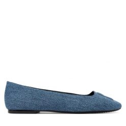Baleriny DKNY. Niebieskie baleriny DKNY, bez wzorów, bez obcasa. Za 579.99 zł.