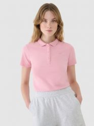4F Koszulka polo slim damska - różowa XL. Czerwone bluzki 4f, xl, bez wzorów, z bawełny, bez kołnierzyka, bez ramiączek. W wyprzedaży za 59.99 zł.
