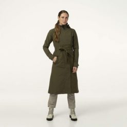 Trench Coat Long Rain Jacket Women Green. Zielone kurtki sportowe AGU, bez wzorów, bez kaptura, rowerowe. W wyprzedaży za 645.00 zł.