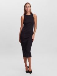 Vero Moda Sukienka "Lavender" w kolorze czarnym rozmiar: L. Czarne sukienki Vero Moda, l, bez wzorów, prążkowane, bez kołnierzyka, bez ramiączek, maxi. Za 83.62 zł.