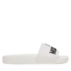 Klapki LOVE MOSCHINO. Białe klapki Love Moschino, bez wzorów, bez obcasa. Za 469.99 zł.