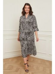 Curvy Lady Sukienka w kolorze szaro-czarnym rozmiar: 48/50. Szare sukienki Curvy Lady, bez wzorów, z wiskozy, klasyczne, bez kołnierzyka, bez ramiączek, midi. Za 144.92 zł.