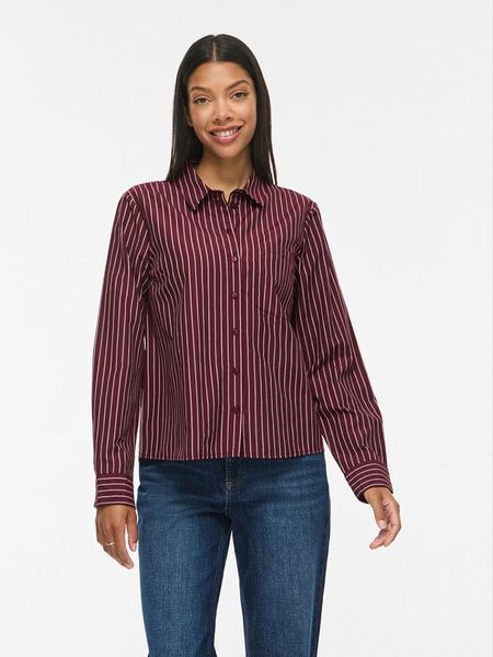 Vila Koszula "Vidarma" - Regular fit - w kolorze bordowym rozmiar: 40. Czerwone koszule Vila, s, bez wzorów, z materiału, bez kołnierzyka, bez ramiączek. Za 109.95 zł.