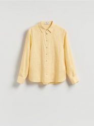 Lniana koszula - złamana biel. Koszule Reserved, l, bez wzorów, z tkaniny, bez kołnierzyka, bez ramiączek. Za 149.99 zł.