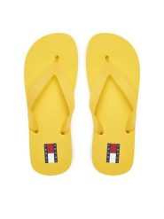 Tommy Jeans Japonki Tjw Logo Flip Flop EN0EN02447 Żółty. Żółte klapki Tommy Jeans, bez wzorów, z jeansu, bez obcasa. Za 89.99 zł.