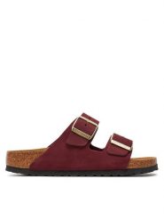 Birkenstock Klapki Arizona Sfb Lenb1028719 Czerwony. Czerwone klapki Birkenstock, bez wzorów, z nubiku, bez obcasa. Za 399.99 zł.