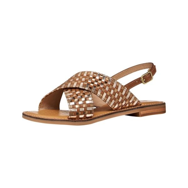 Sandały damskie Geox Maddalusia. Brązowe sandały Geox, bez wzorów, z materiału, eleganckie, bez obcasa, bez zapięcia. Za 336.00 zł.
