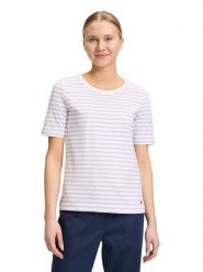 BETTY & CO Koszulka w kolorze biało-fioletowym rozmiar: S. Białe bluzki Betty & Co, s, bez wzorów, bez kołnierzyka, bez ramiączek. Za 119.95 zł.