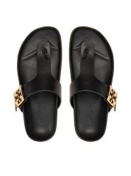 Tory Burch Japonki Mellow Thong Sandal 155190 Czarny. Czarne klapki Tory Burch, bez wzorów, ze skóry, bez obcasa. Za 849.99 zł.