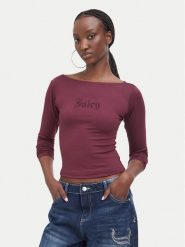Juicy Couture Bluzka JCWCT226329 Bordowy Slim Fit. Czerwone bluzki Juicy Couture, xs, bez wzorów, bez kołnierzyka, bez ramiączek. Za 199.99 zł.