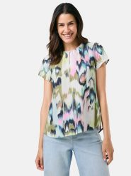 Gerry Weber Bluzka ze wzorem rozmiar: 40. Bluzki Gerry Weber, s, bez wzorów, z wiskozy, klasyczne, bez kołnierzyka, bez ramiączek. Za 88.02 zł.